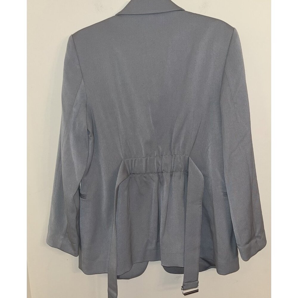 Club Monaco Belted Blazer Size 12 in Weathered Blue Grey Preowned with Tags - Picture 5 of 11